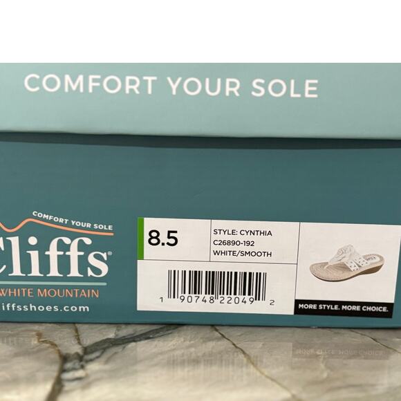 Cliffs by White Mountain Women's Cynthia Wedge Sandal White 8.5 - Picture 5 of 6